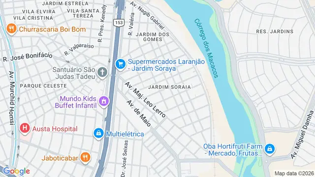 Mapa do bairro Vila Hipódromo, São José do Rio Preto - SP