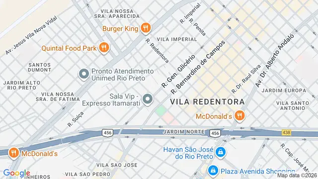 Mapa do bairro Vila Redentora, São José do Rio Preto - SP