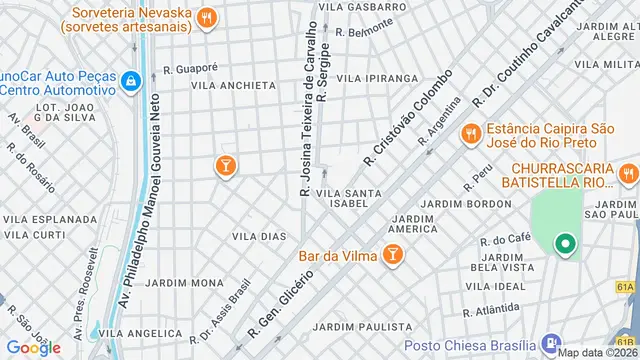 Mapa do bairro Vila Santa Isabel, São José do Rio Preto - SP