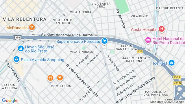 Mapa do bairro Vila São Joaquim, São José do Rio Preto - SP