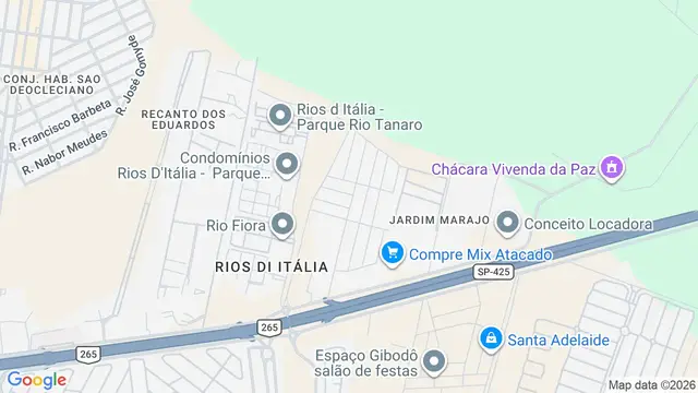 Mapa do bairro Villa Cassini, São José do Rio Preto - SP
